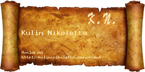 Kulin Nikoletta névjegykártya